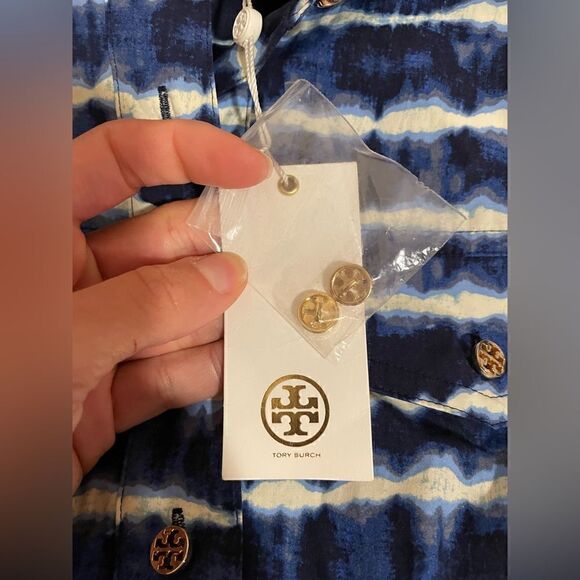 Tory Burch Tie Dye Shirt Dress in Blue Cotton - Picture 15 of 16